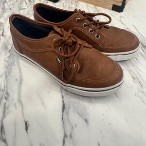 Brown Low-Top Sneakers with White Sole